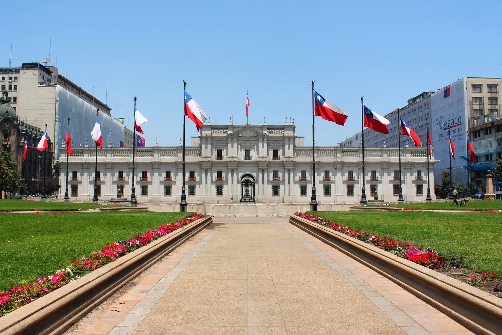 Fachada del Palacio de La Moneda, en Santiago